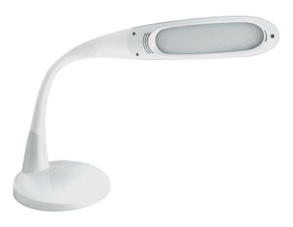 Stretched White Stella Two lamp showing LED bulb